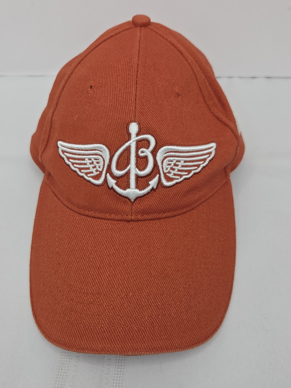 VTG Breitling Since 1884 Orange Cotton Cap with White Winged Anchor Emblem
